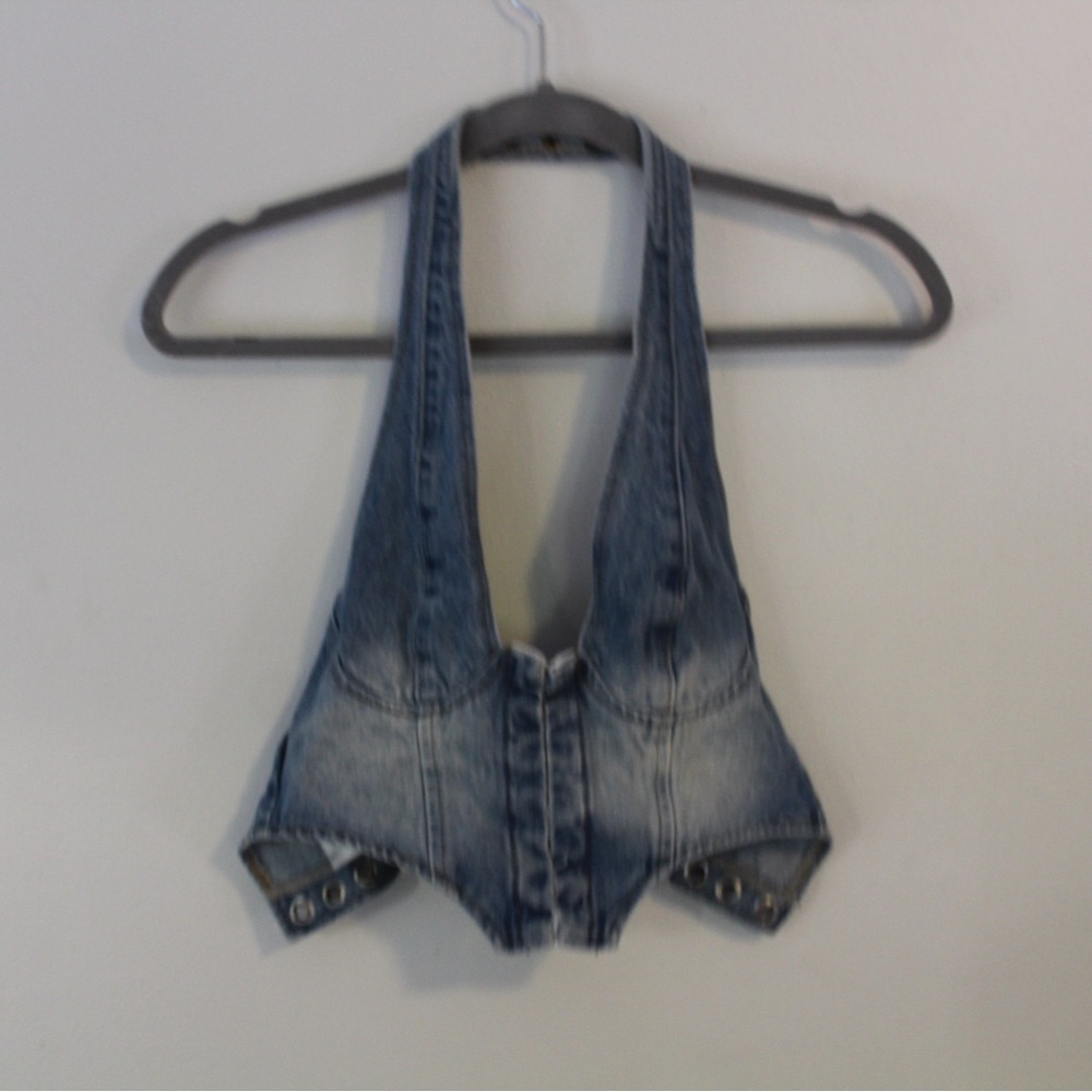 Edikted Light Blue Denim Top